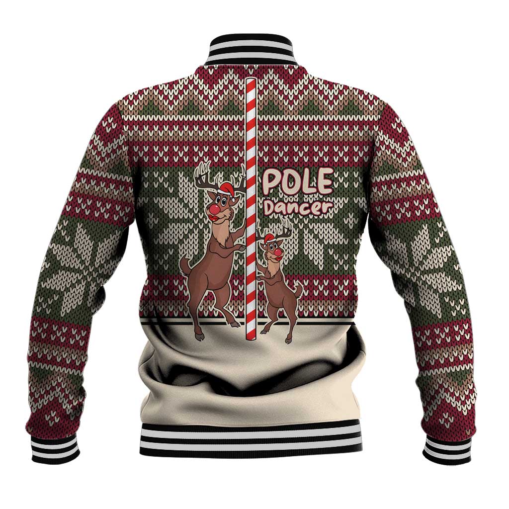 Funny Pole Dancer Reindeer Christmas Baseball Jacket Xmas Holiday Patterns - Wonder Print Shop