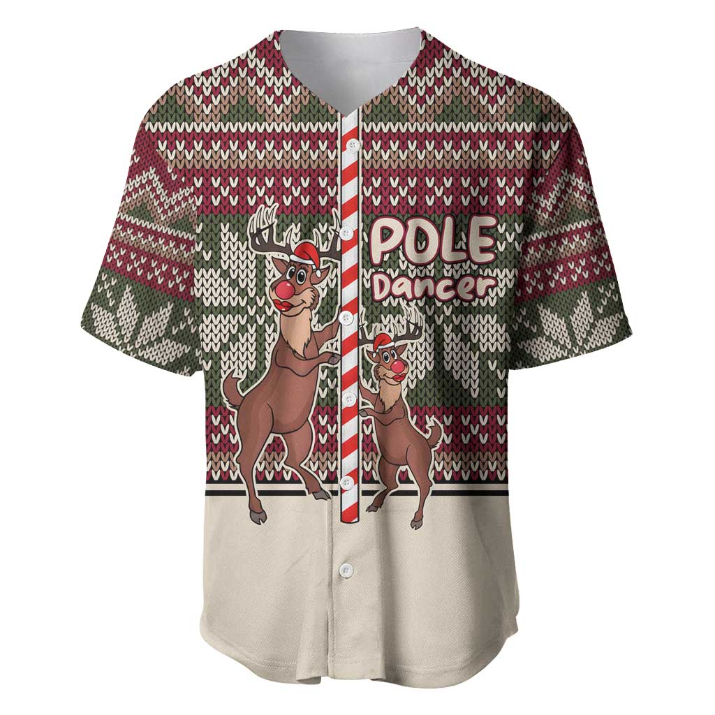 Funny Pole Dancer Reindeer Christmas Baseball Jersey Xmas Holiday Patterns - Wonder Print Shop