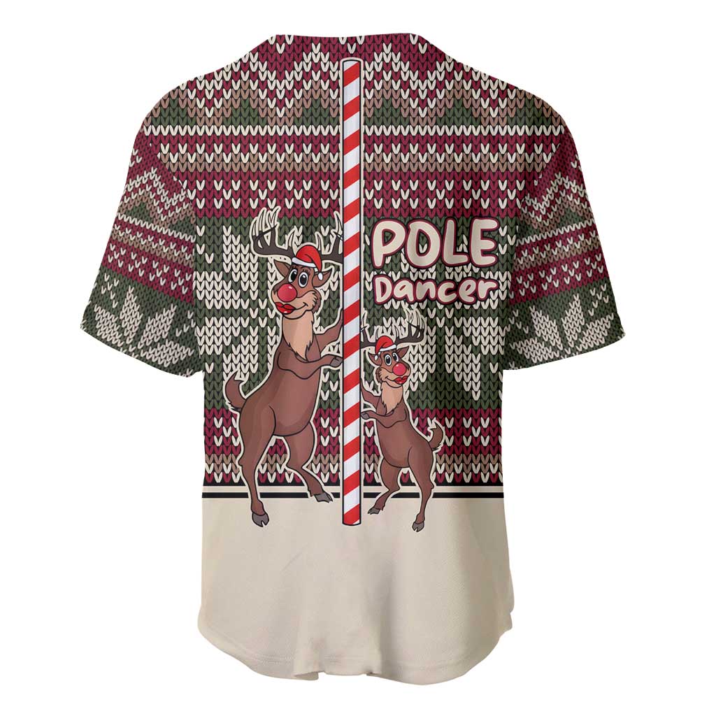 Funny Pole Dancer Reindeer Christmas Baseball Jersey Xmas Holiday Patterns - Wonder Print Shop