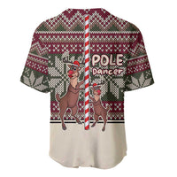 Funny Pole Dancer Reindeer Christmas Baseball Jersey Xmas Holiday Patterns - Wonder Print Shop