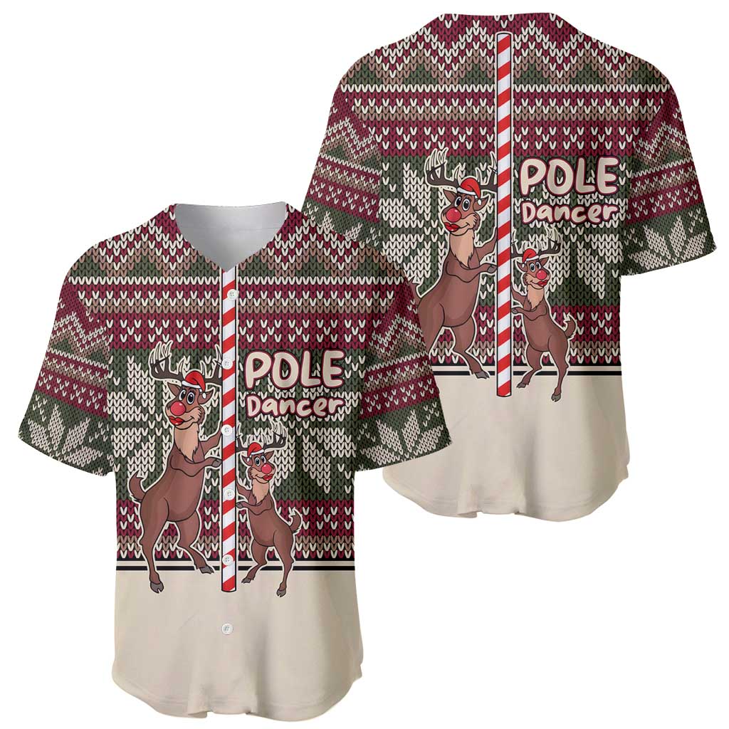 Funny Pole Dancer Reindeer Christmas Baseball Jersey Xmas Holiday Patterns - Wonder Print Shop