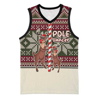Funny Pole Dancer Reindeer Christmas Basketball Jersey Xmas Holiday Patterns - Wonder Print Shop