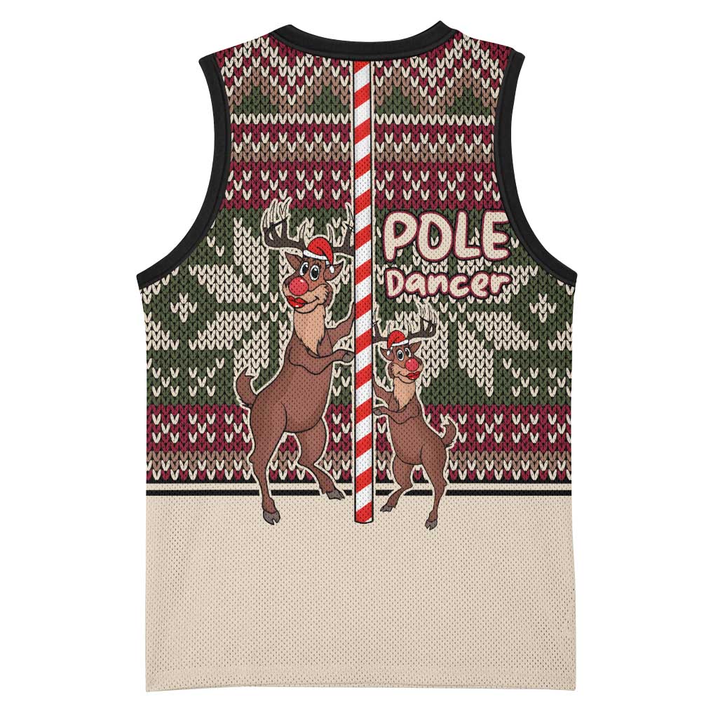 Funny Pole Dancer Reindeer Christmas Basketball Jersey Xmas Holiday Patterns - Wonder Print Shop