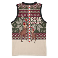 Funny Pole Dancer Reindeer Christmas Basketball Jersey Xmas Holiday Patterns - Wonder Print Shop