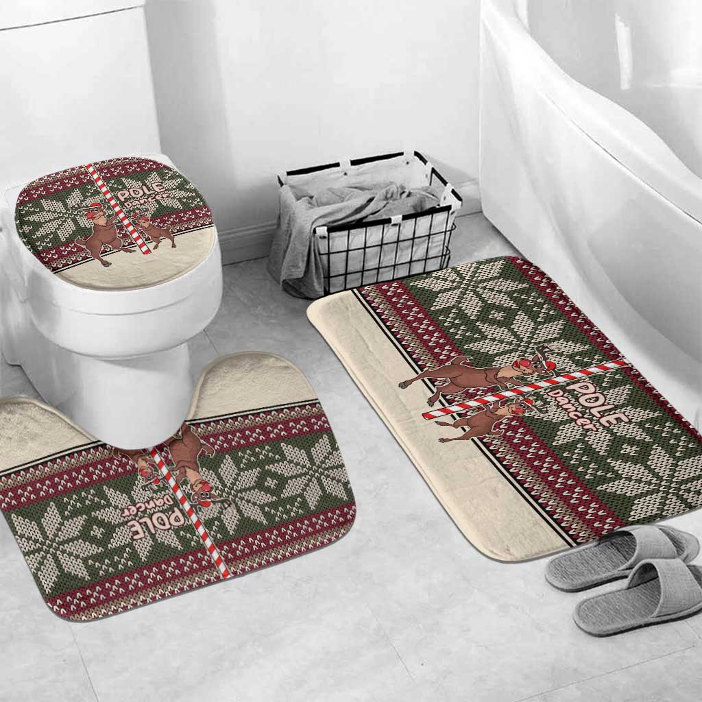 Funny Pole Dancer Reindeer Christmas Bathroom Set Xmas Holiday Patterns - Wonder Print Shop