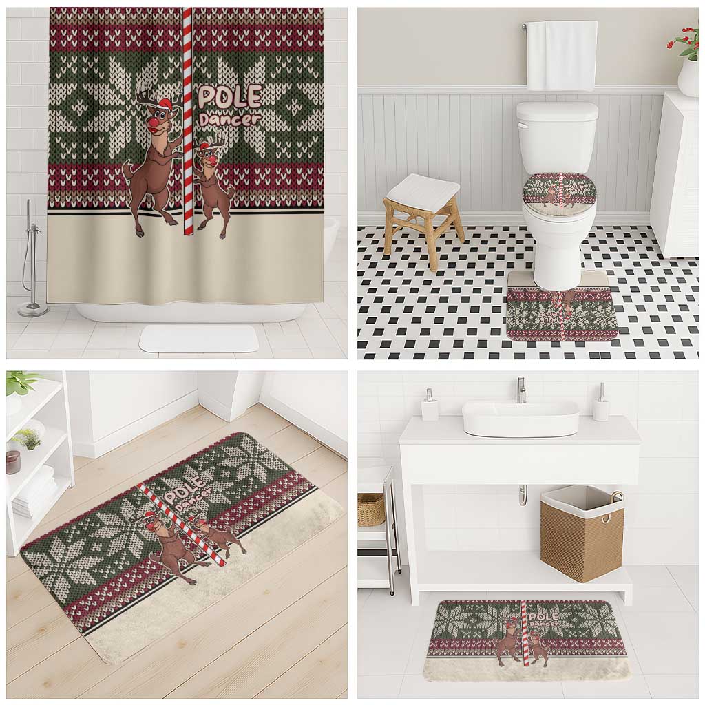 Funny Pole Dancer Reindeer Christmas Bathroom Set Xmas Holiday Patterns - Wonder Print Shop
