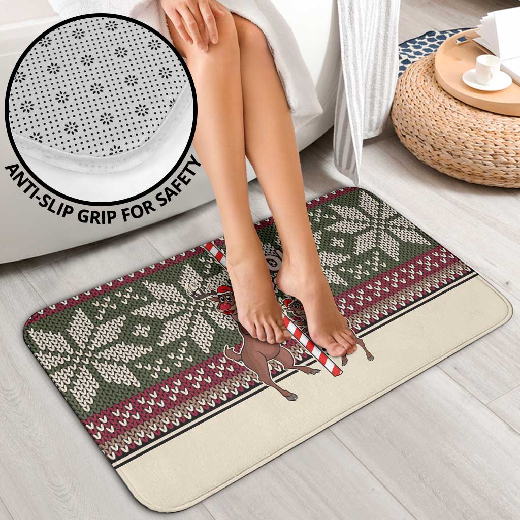 Funny Pole Dancer Reindeer Christmas Bathroom Set Xmas Holiday Patterns - Wonder Print Shop