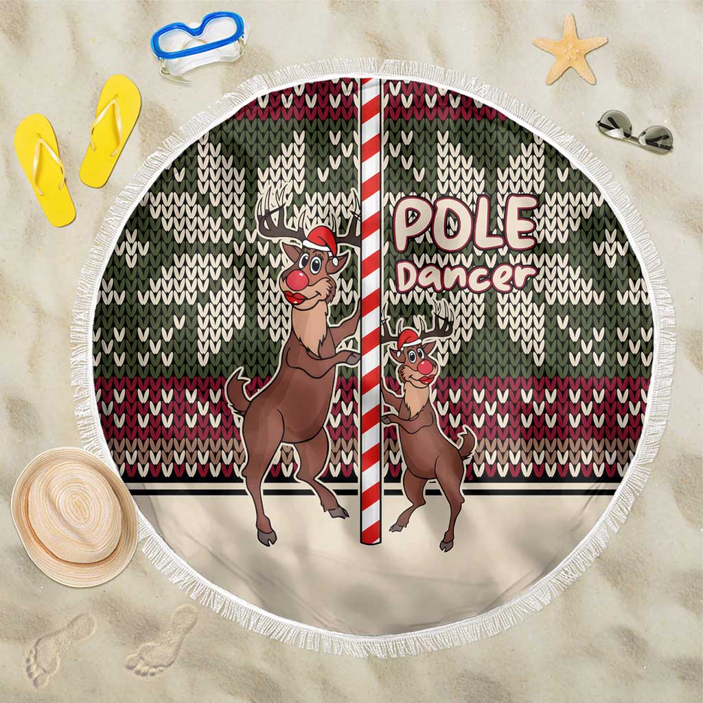 Funny Pole Dancer Reindeer Christmas Beach Blanket Xmas Holiday Patterns - Wonder Print Shop