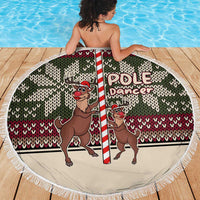 Funny Pole Dancer Reindeer Christmas Beach Blanket Xmas Holiday Patterns - Wonder Print Shop
