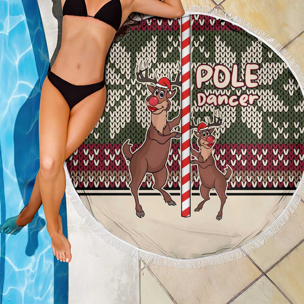 Funny Pole Dancer Reindeer Christmas Beach Blanket Xmas Holiday Patterns - Wonder Print Shop