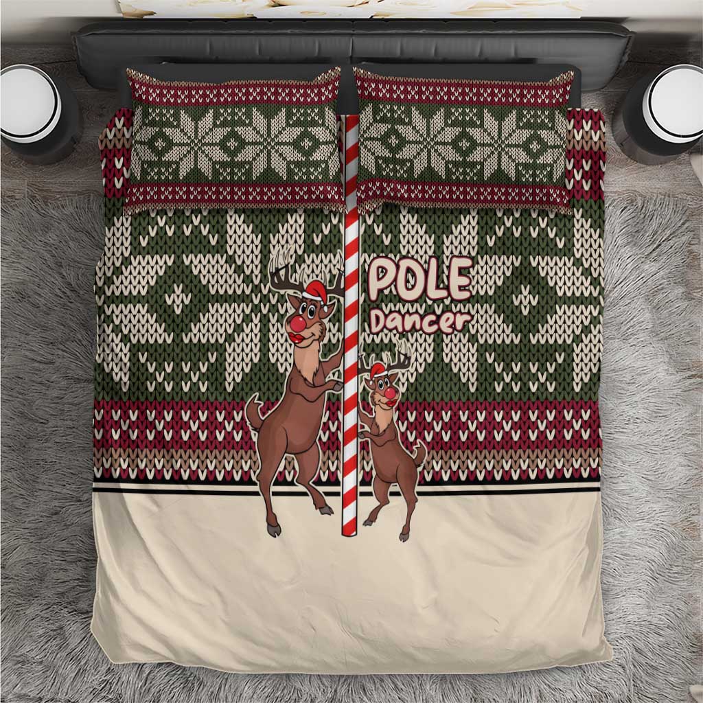 Funny Pole Dancer Reindeer Christmas Bedding Set Xmas Holiday Patterns - Wonder Print Shop