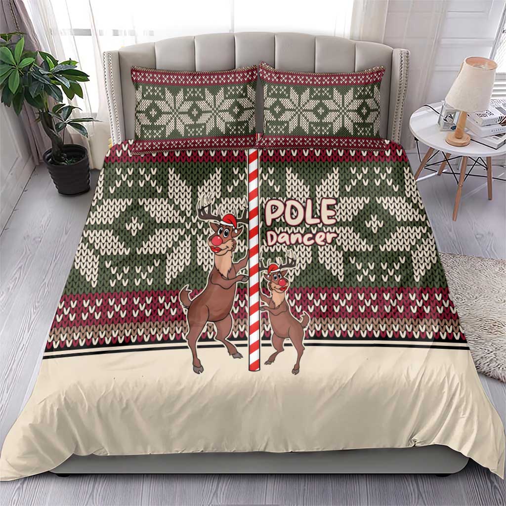 Funny Pole Dancer Reindeer Christmas Bedding Set Xmas Holiday Patterns - Wonder Print Shop