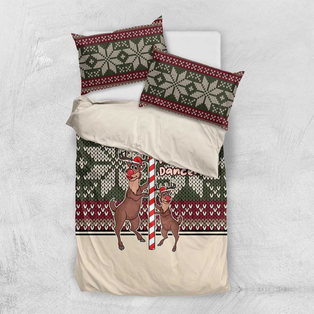Funny Pole Dancer Reindeer Christmas Bedding Set Xmas Holiday Patterns - Wonder Print Shop
