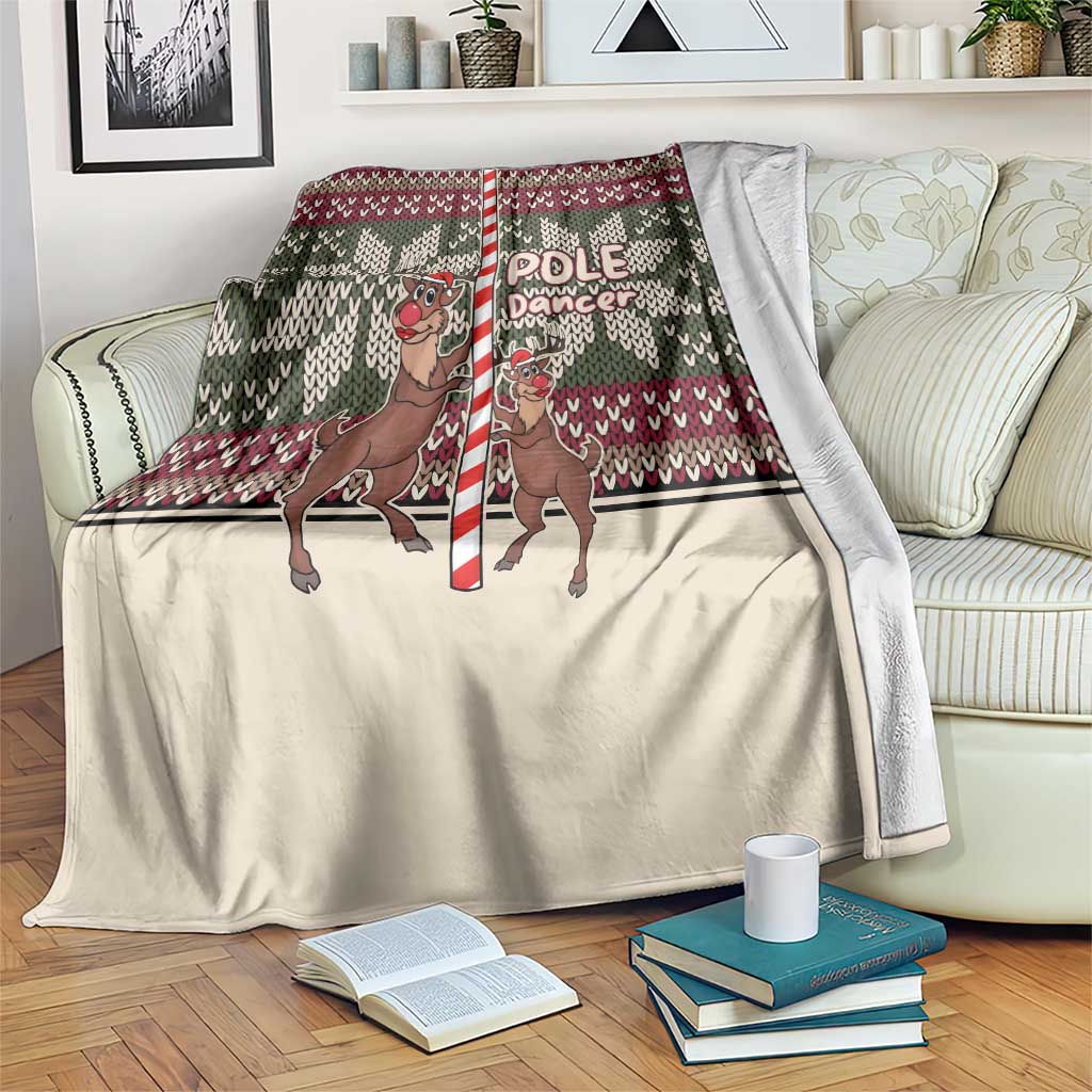 Funny Pole Dancer Reindeer Christmas Blanket Xmas Holiday Patterns - Wonder Print Shop