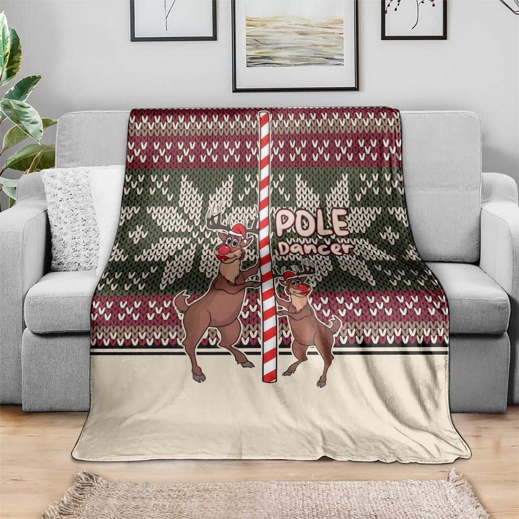 Funny Pole Dancer Reindeer Christmas Blanket Xmas Holiday Patterns - Wonder Print Shop