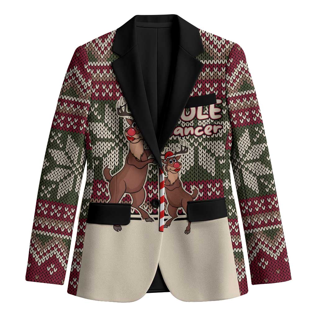 Funny Pole Dancer Reindeer Christmas Blazer Xmas Holiday Patterns - Wonder Print Shop