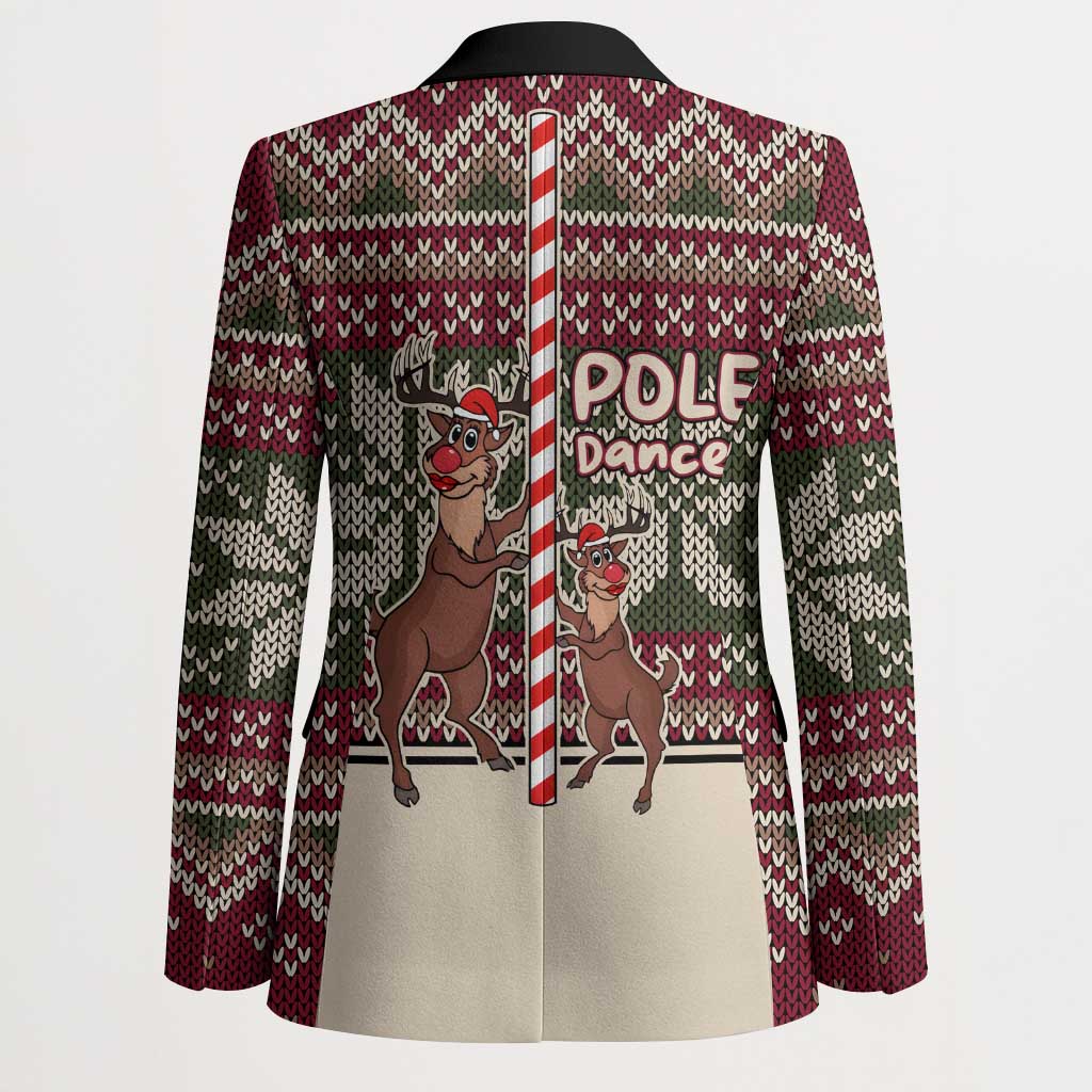 Funny Pole Dancer Reindeer Christmas Blazer Xmas Holiday Patterns - Wonder Print Shop
