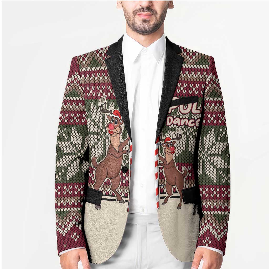 Funny Pole Dancer Reindeer Christmas Blazer Xmas Holiday Patterns - Wonder Print Shop
