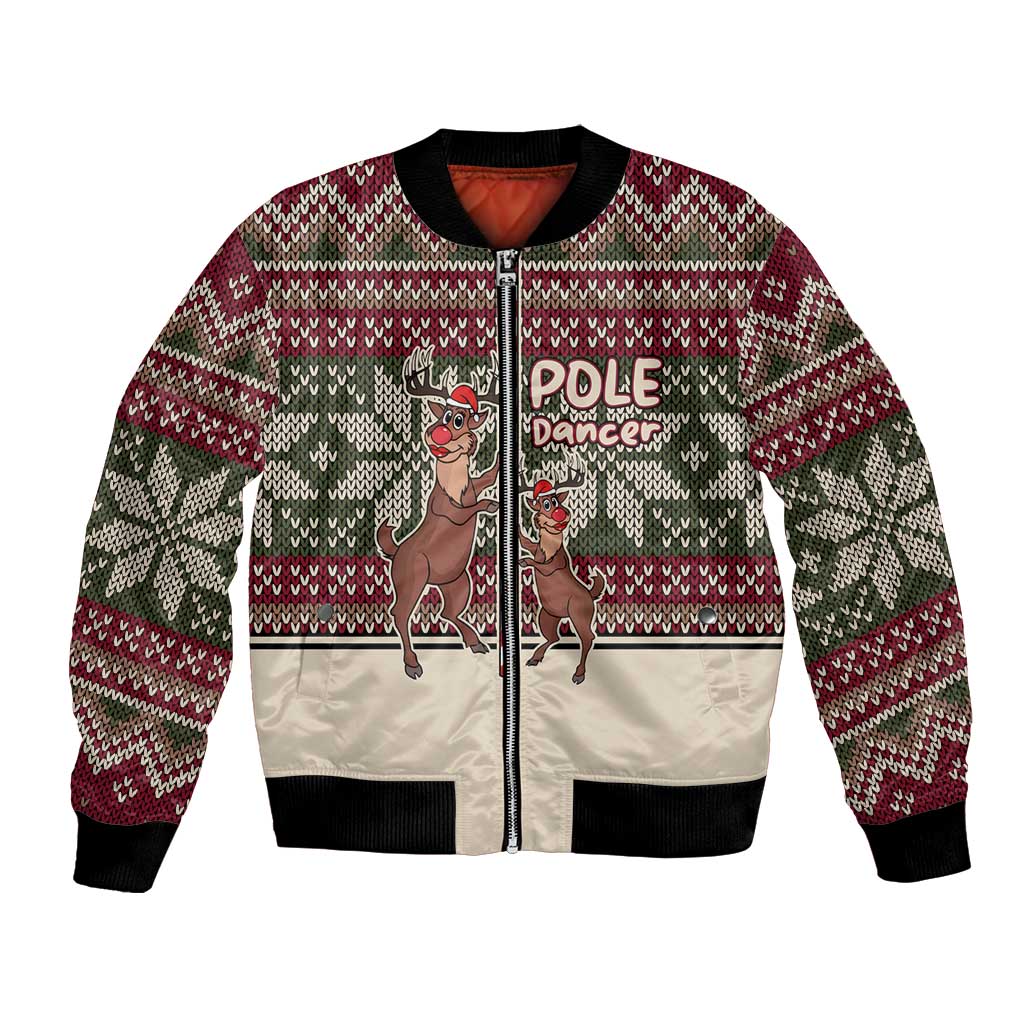 Funny Pole Dancer Reindeer Christmas Bomber Jacket Xmas Holiday Patterns - Wonder Print Shop