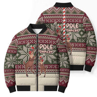 Funny Pole Dancer Reindeer Christmas Bomber Puffer Jacket Xmas Holiday Patterns - Wonder Print Shop