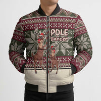 Funny Pole Dancer Reindeer Christmas Bomber Puffer Jacket Xmas Holiday Patterns - Wonder Print Shop