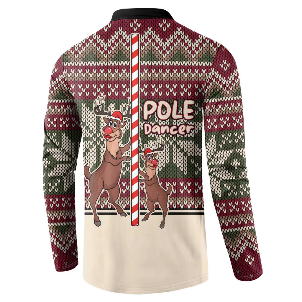 Funny Pole Dancer Reindeer Christmas Button Sweatshirt Xmas Holiday Patterns - Wonder Print Shop