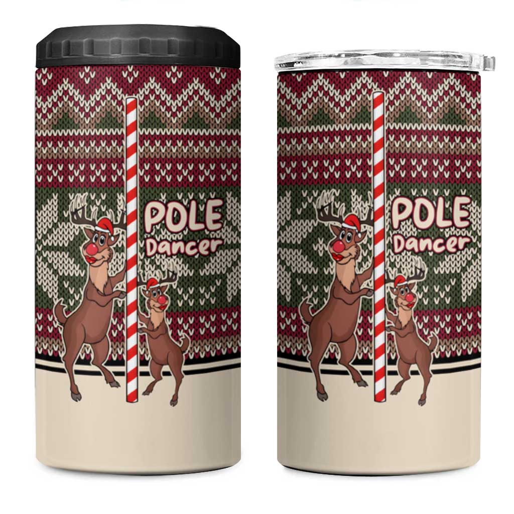 Funny Pole Dancer Reindeer Christmas 4 in 1 Can Cooler Tumbler Xmas Holiday Patterns - Wonder Print Shop