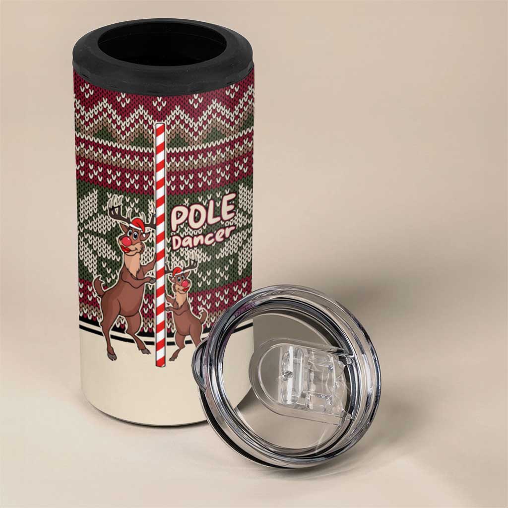 Funny Pole Dancer Reindeer Christmas 4 in 1 Can Cooler Tumbler Xmas Holiday Patterns - Wonder Print Shop