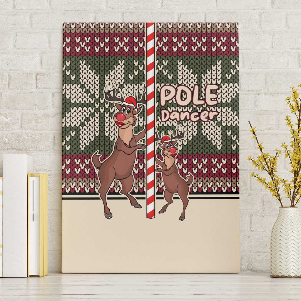 Funny Pole Dancer Reindeer Christmas Canvas Wall Art Xmas Holiday Patterns - Wonder Print Shop