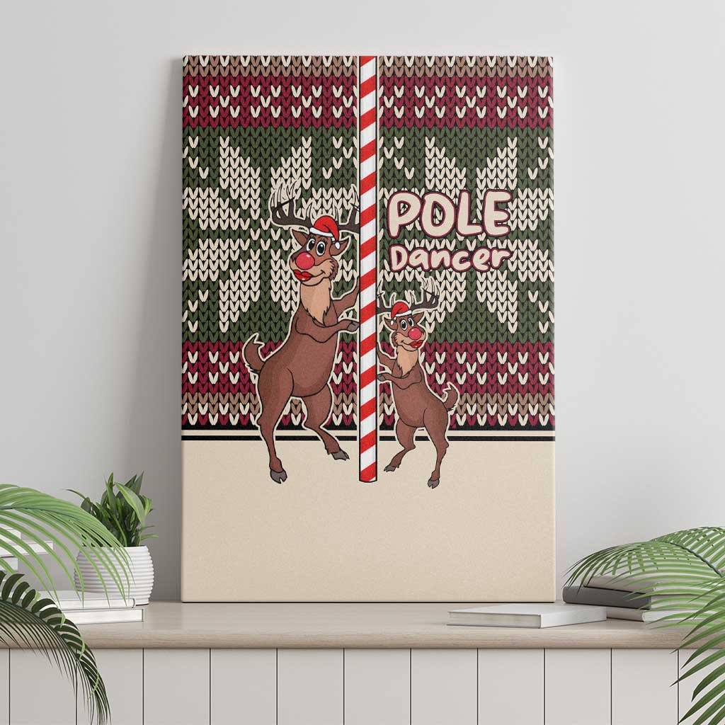 Funny Pole Dancer Reindeer Christmas Canvas Wall Art Xmas Holiday Patterns - Wonder Print Shop