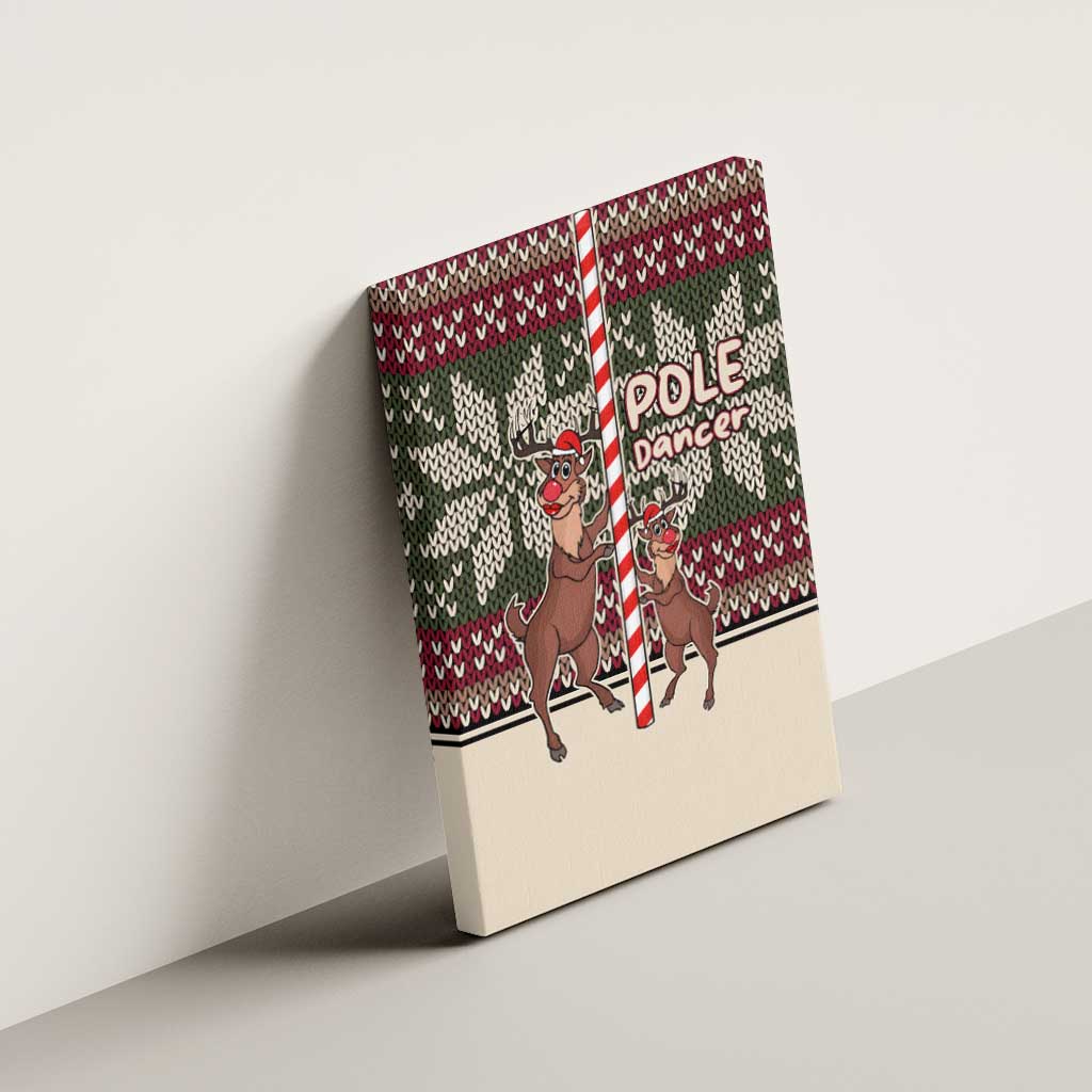 Funny Pole Dancer Reindeer Christmas Canvas Wall Art Xmas Holiday Patterns - Wonder Print Shop