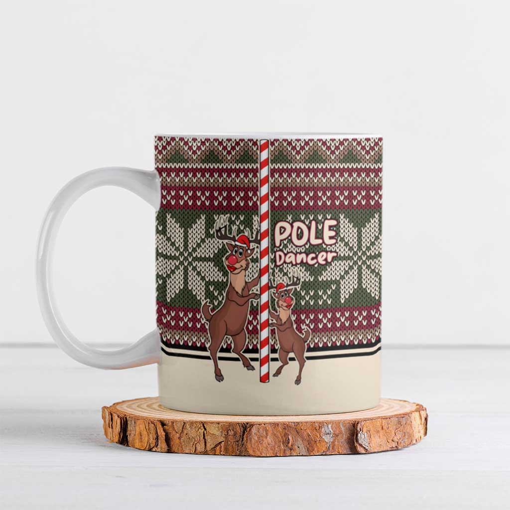 Funny Pole Dancer Reindeer Christmas Ceramic Mug Xmas Holiday Patterns - Wonder Print Shop