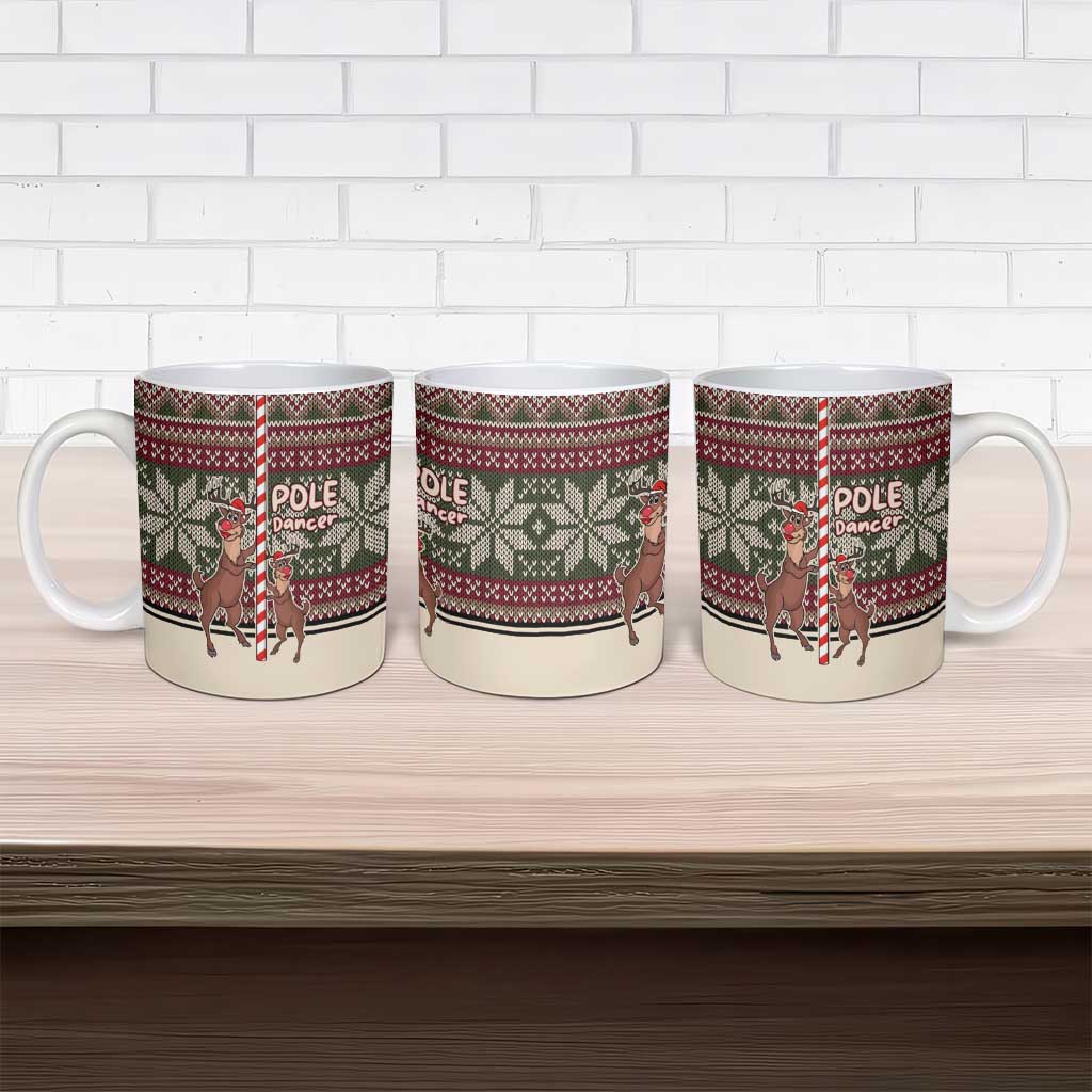 Funny Pole Dancer Reindeer Christmas Ceramic Mug Xmas Holiday Patterns - Wonder Print Shop
