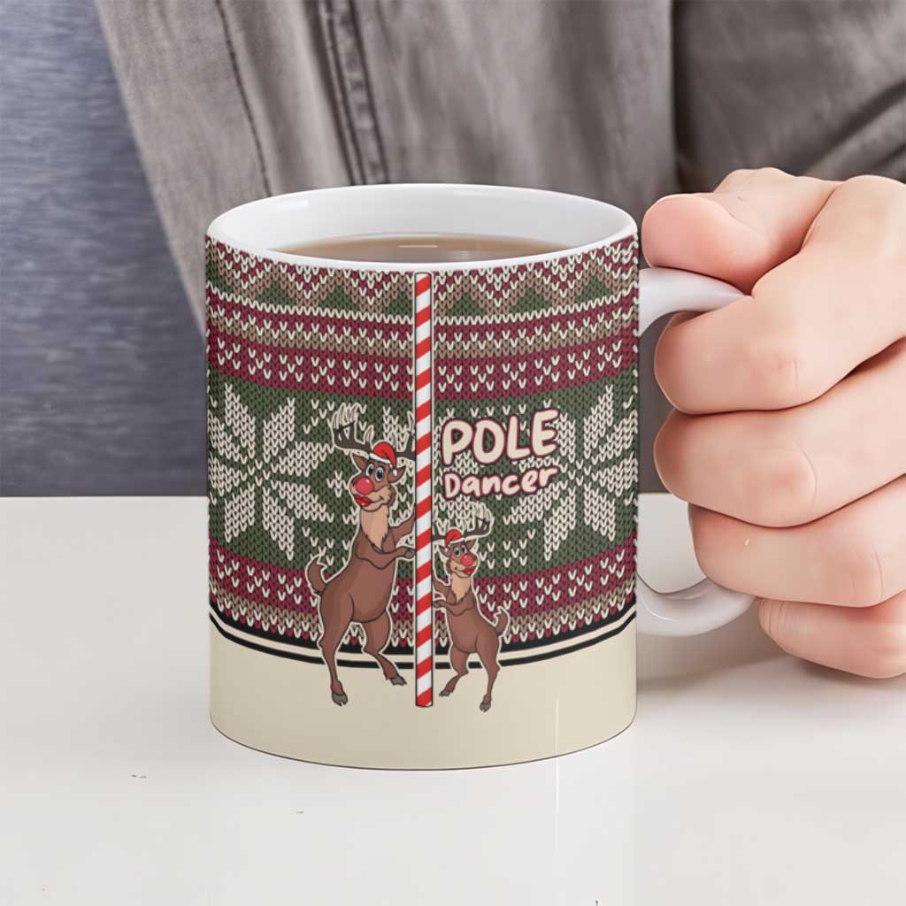 Funny Pole Dancer Reindeer Christmas Ceramic Mug Xmas Holiday Patterns - Wonder Print Shop