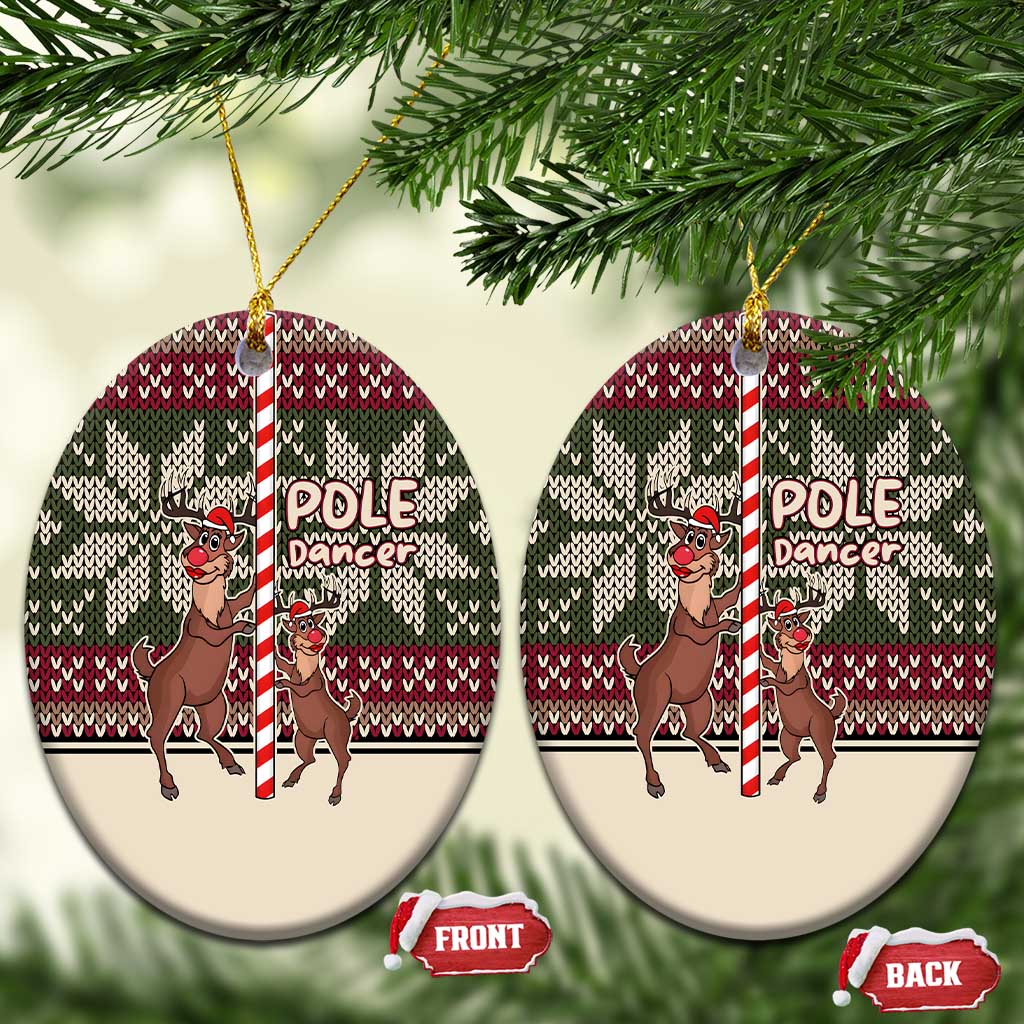 Funny Pole Dancer Reindeer Christmas Ceramic Ornament Xmas Holiday Patterns - Wonder Print Shop