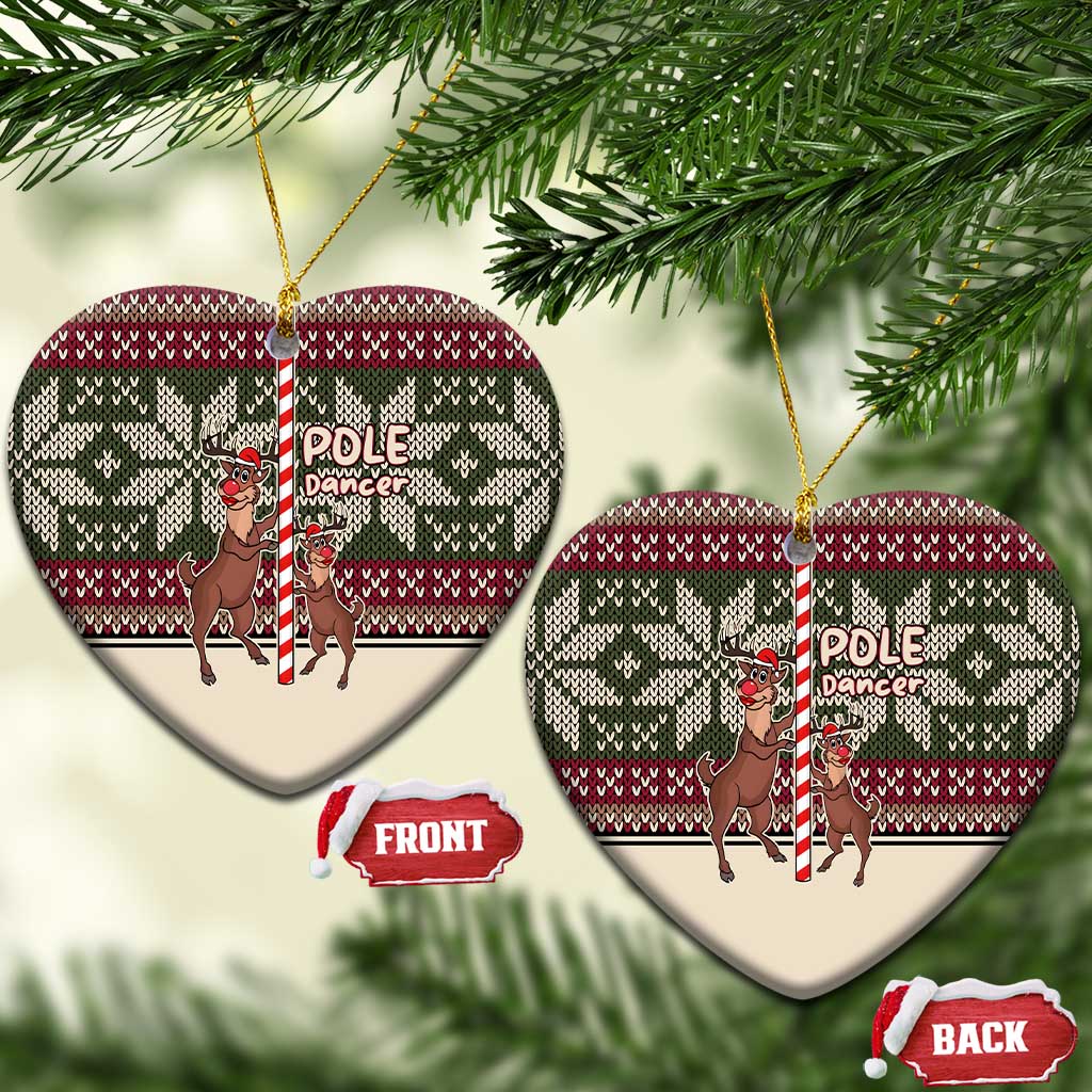 Funny Pole Dancer Reindeer Christmas Ceramic Ornament Xmas Holiday Patterns - Wonder Print Shop