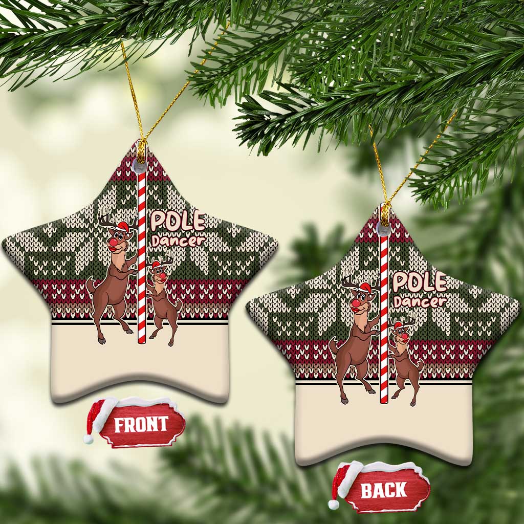 Funny Pole Dancer Reindeer Christmas Ceramic Ornament Xmas Holiday Patterns - Wonder Print Shop
