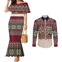 Funny Pole Dancer Reindeer Christmas Couples Matching Mermaid Dress and Long Sleeve Button Shirt Xmas Holiday Patterns - Wonder Print Shop