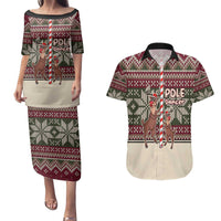 Funny Pole Dancer Reindeer Christmas Couples Matching Puletasi and Hawaiian Shirt Xmas Holiday Patterns - Wonder Print Shop