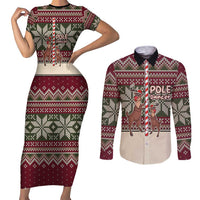 Funny Pole Dancer Reindeer Christmas Couples Matching Short Sleeve Bodycon Dress and Long Sleeve Button Shirt Xmas Holiday Patterns - Wonder Print Shop