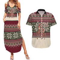 Funny Pole Dancer Reindeer Christmas Couples Matching Summer Maxi Dress and Hawaiian Shirt Xmas Holiday Patterns - Wonder Print Shop