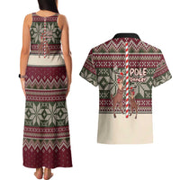 Funny Pole Dancer Reindeer Christmas Couples Matching Tank Maxi Dress and Hawaiian Shirt Xmas Holiday Patterns - Wonder Print Shop