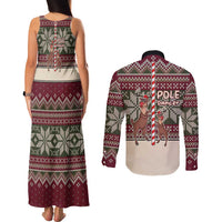 Funny Pole Dancer Reindeer Christmas Couples Matching Tank Maxi Dress and Long Sleeve Button Shirt Xmas Holiday Patterns - Wonder Print Shop