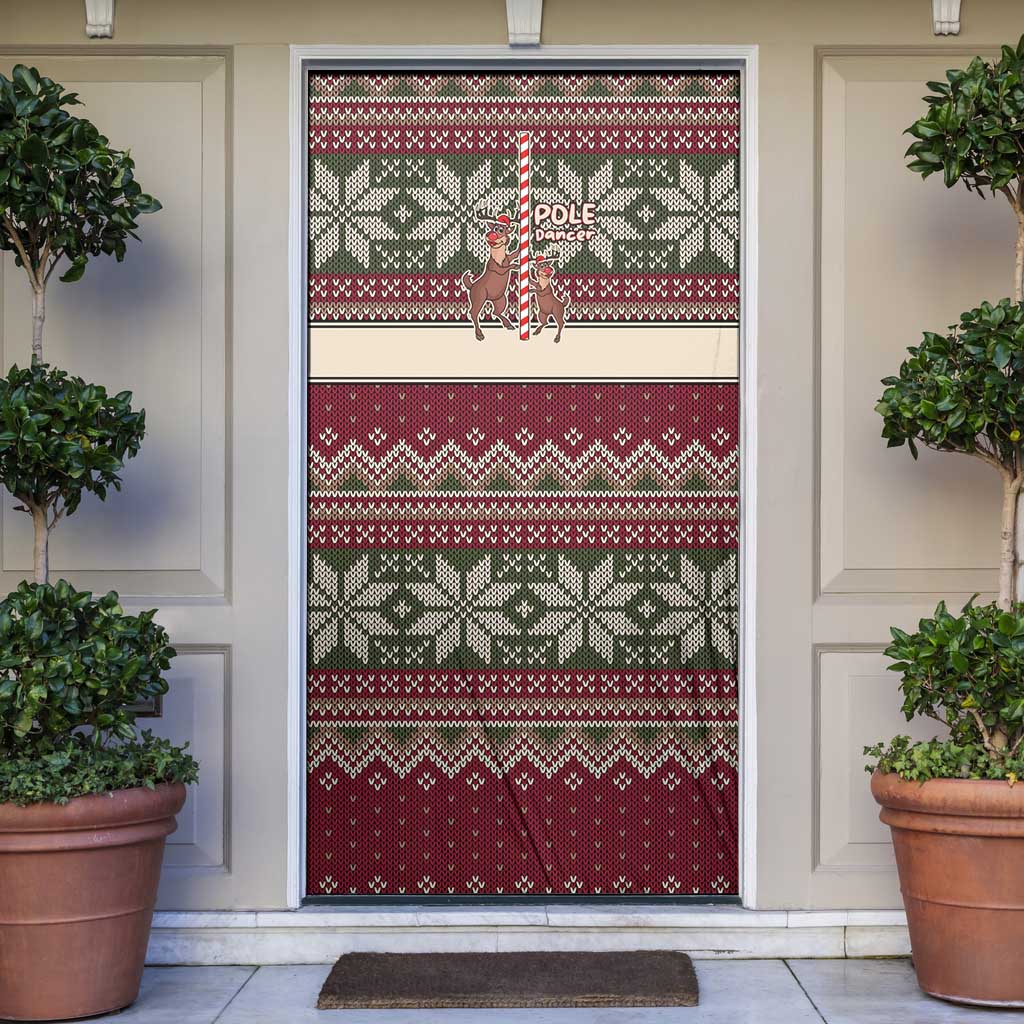 Funny Pole Dancer Reindeer Christmas Door Cover Xmas Holiday Patterns - Wonder Print Shop