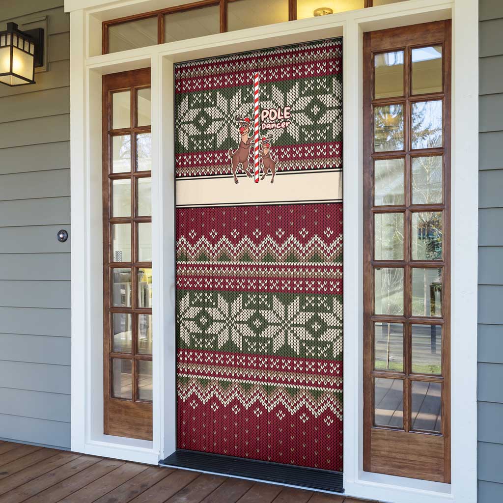 Funny Pole Dancer Reindeer Christmas Door Cover Xmas Holiday Patterns - Wonder Print Shop