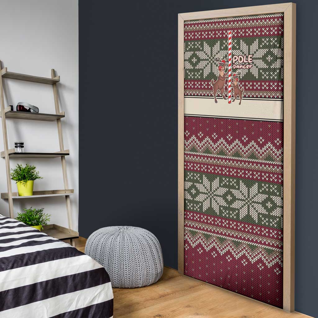 Funny Pole Dancer Reindeer Christmas Door Cover Xmas Holiday Patterns - Wonder Print Shop