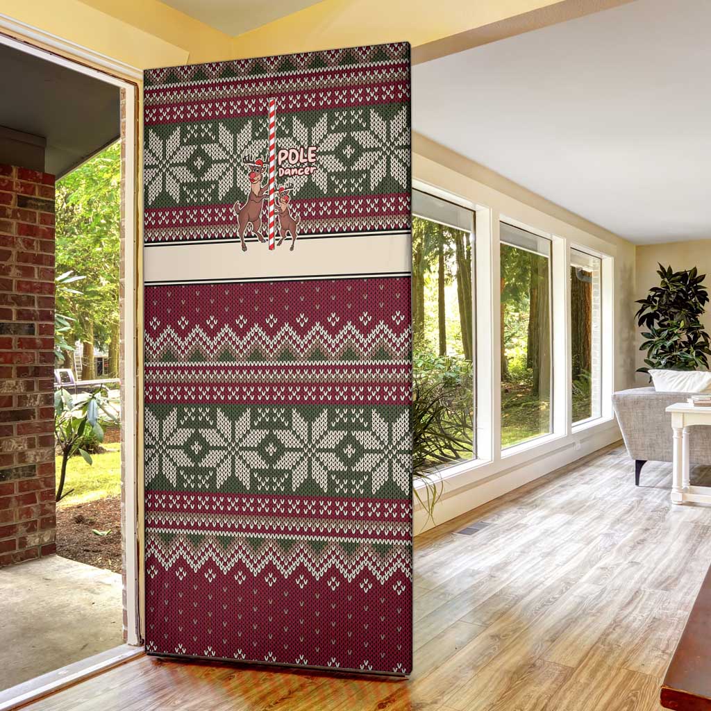 Funny Pole Dancer Reindeer Christmas Door Cover Xmas Holiday Patterns - Wonder Print Shop