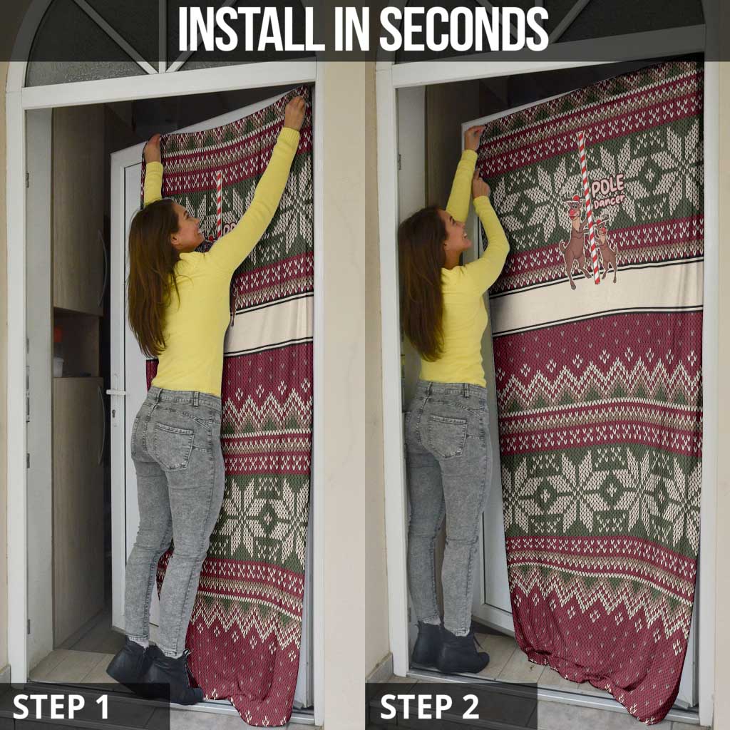 Funny Pole Dancer Reindeer Christmas Door Cover Xmas Holiday Patterns - Wonder Print Shop