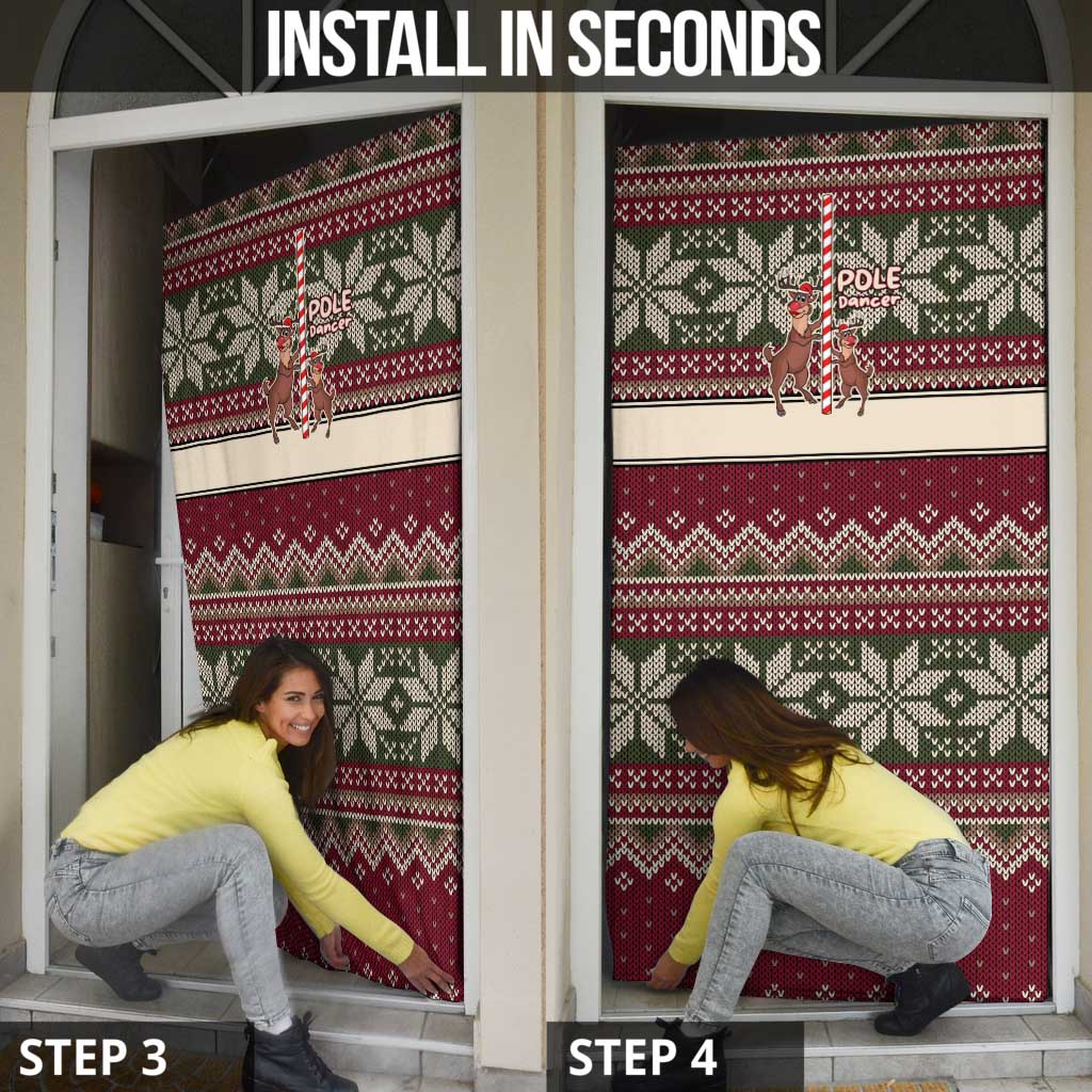 Funny Pole Dancer Reindeer Christmas Door Cover Xmas Holiday Patterns - Wonder Print Shop