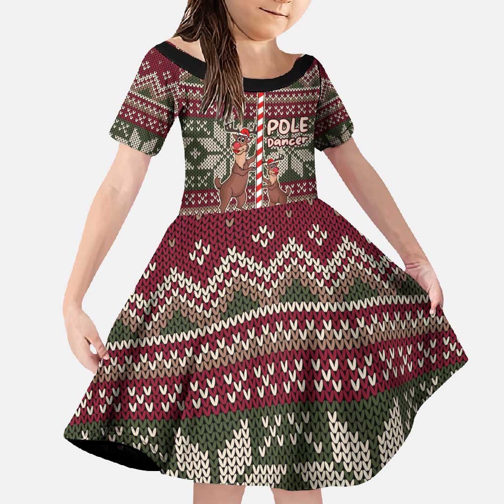 Funny Pole Dancer Reindeer Christmas Family Matching Long Sleeve Bodycon Dress and Hawaiian Shirt Xmas Holiday Patterns - Wonder Print Shop
